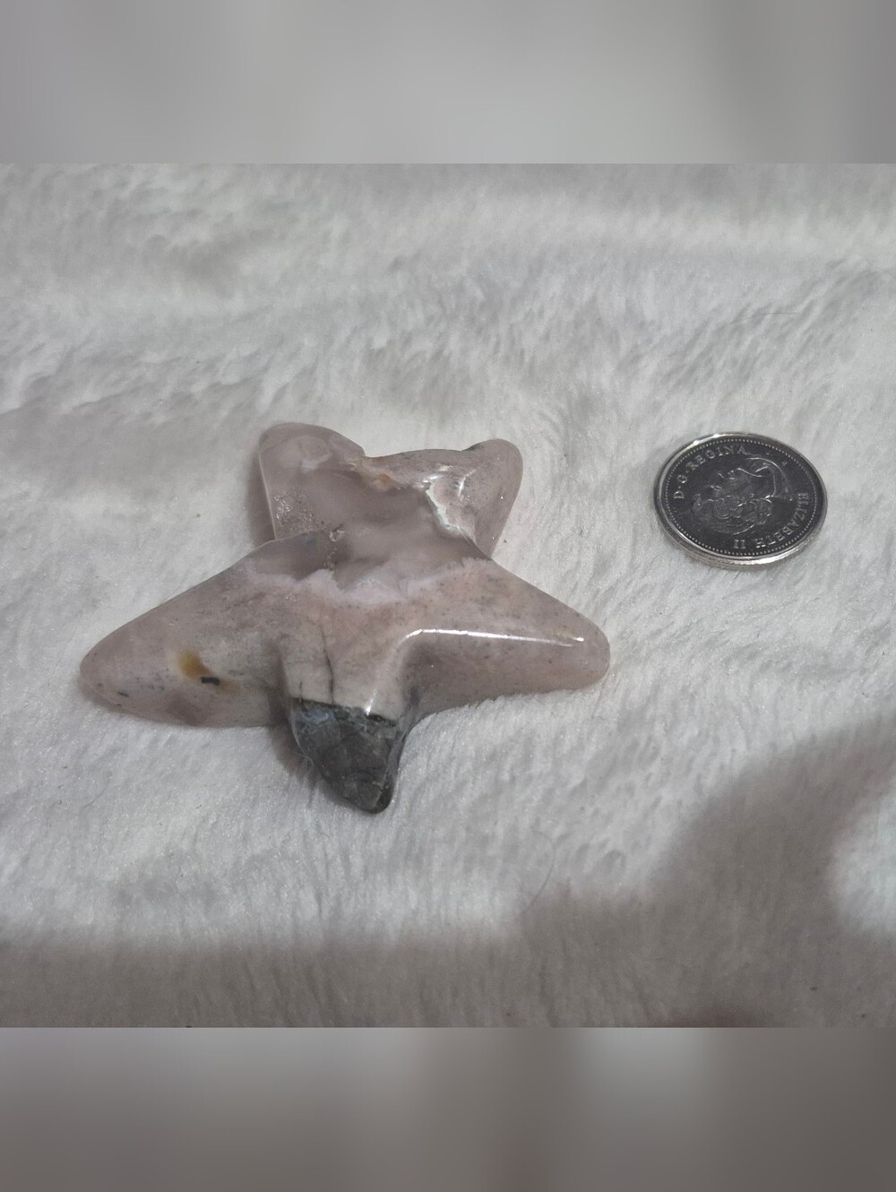 Polished Star-Shaped Pink and Gray Stone Palm Stone